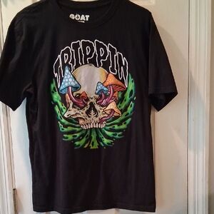 Ole Goat Trippin Skull T-Shirt - Black and Green